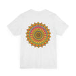 A beautiful and colorful mandala design tee promoting spiritual peace and harmony