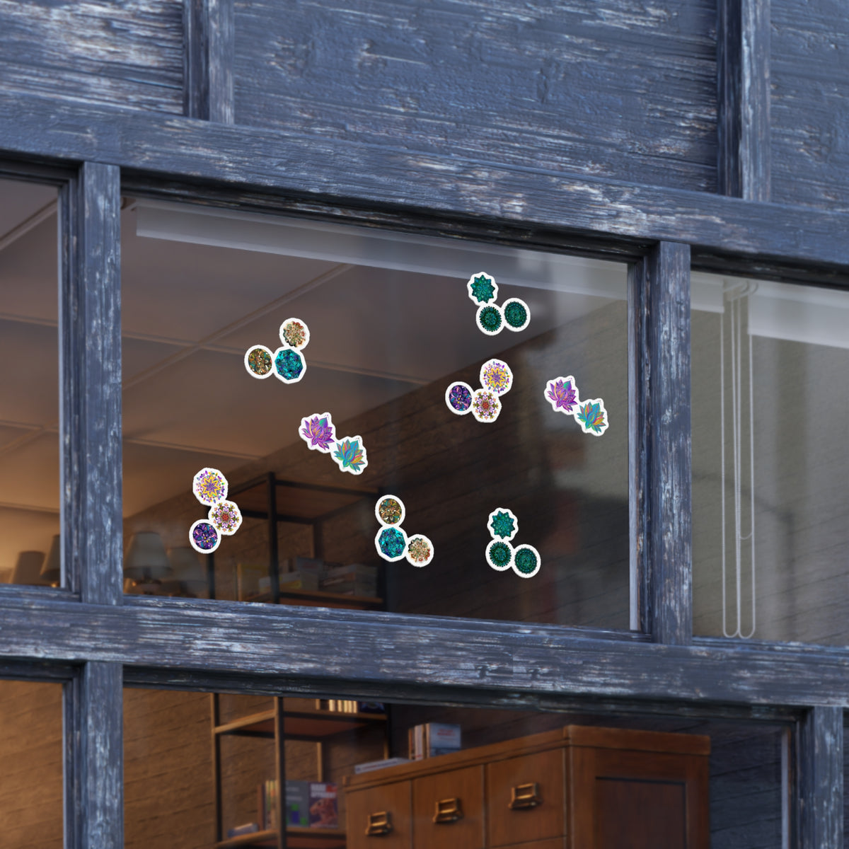 Holographic Mandala Lotus Sticker Sheet — 5-Pack Decorative Window & Journal Decals