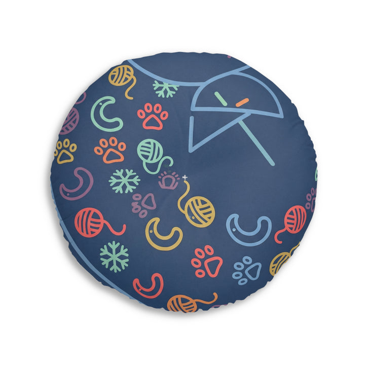 Bodenkissen mit Katzenmotiv und Motiv der Heiligen Geometrie