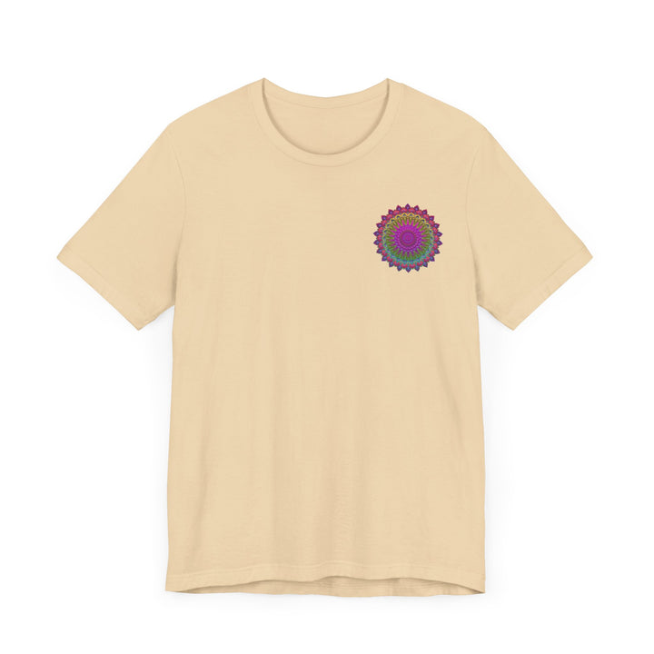 Colorful and detailed mandala tee with vibrant designs representing spiritual peace and harmony, perfect for those seeking inner tranquility and balance in their lives