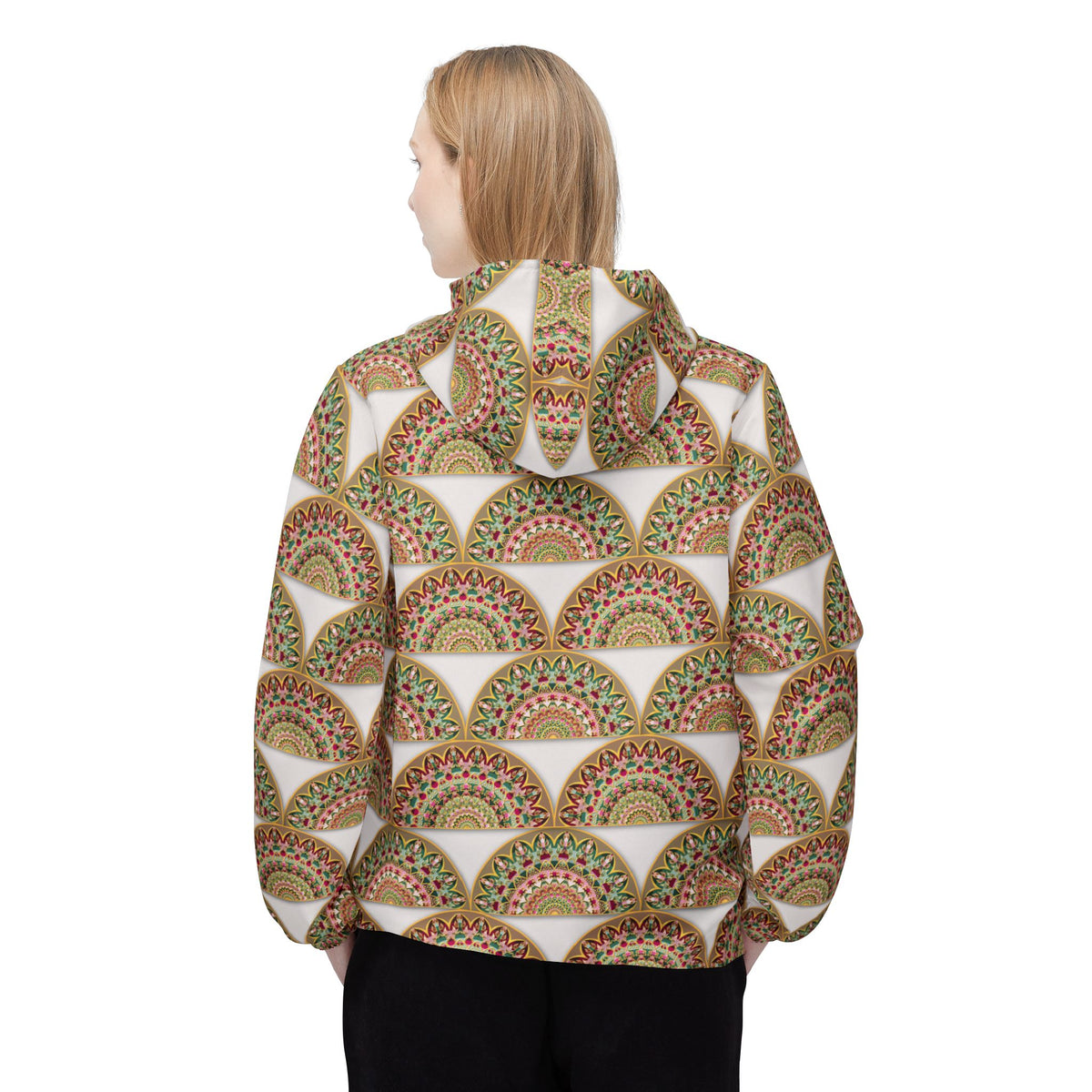 Art Deco Fan Pattern Windbreaker Jacket