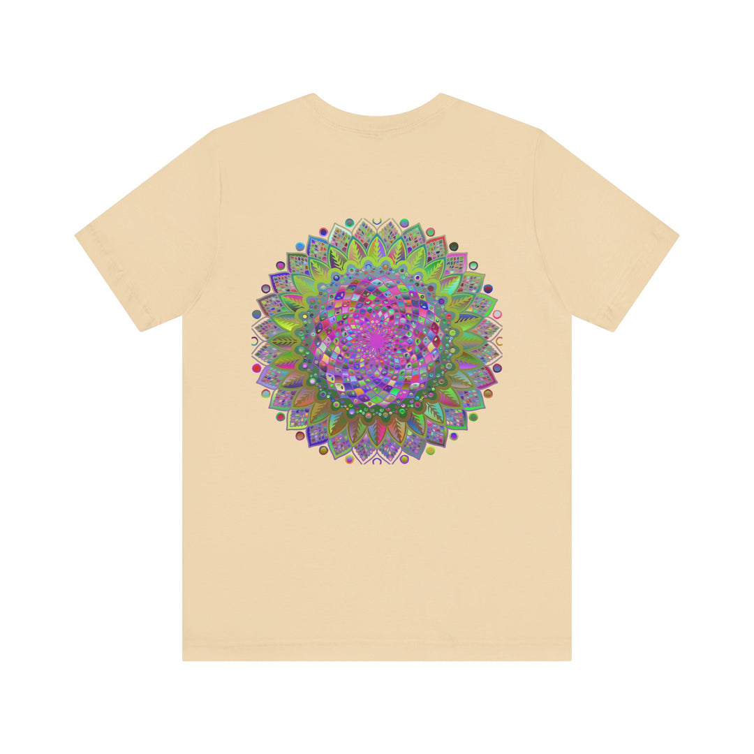 Colorful Mandala Tee with intricate spiritual design promoting peace and harmony