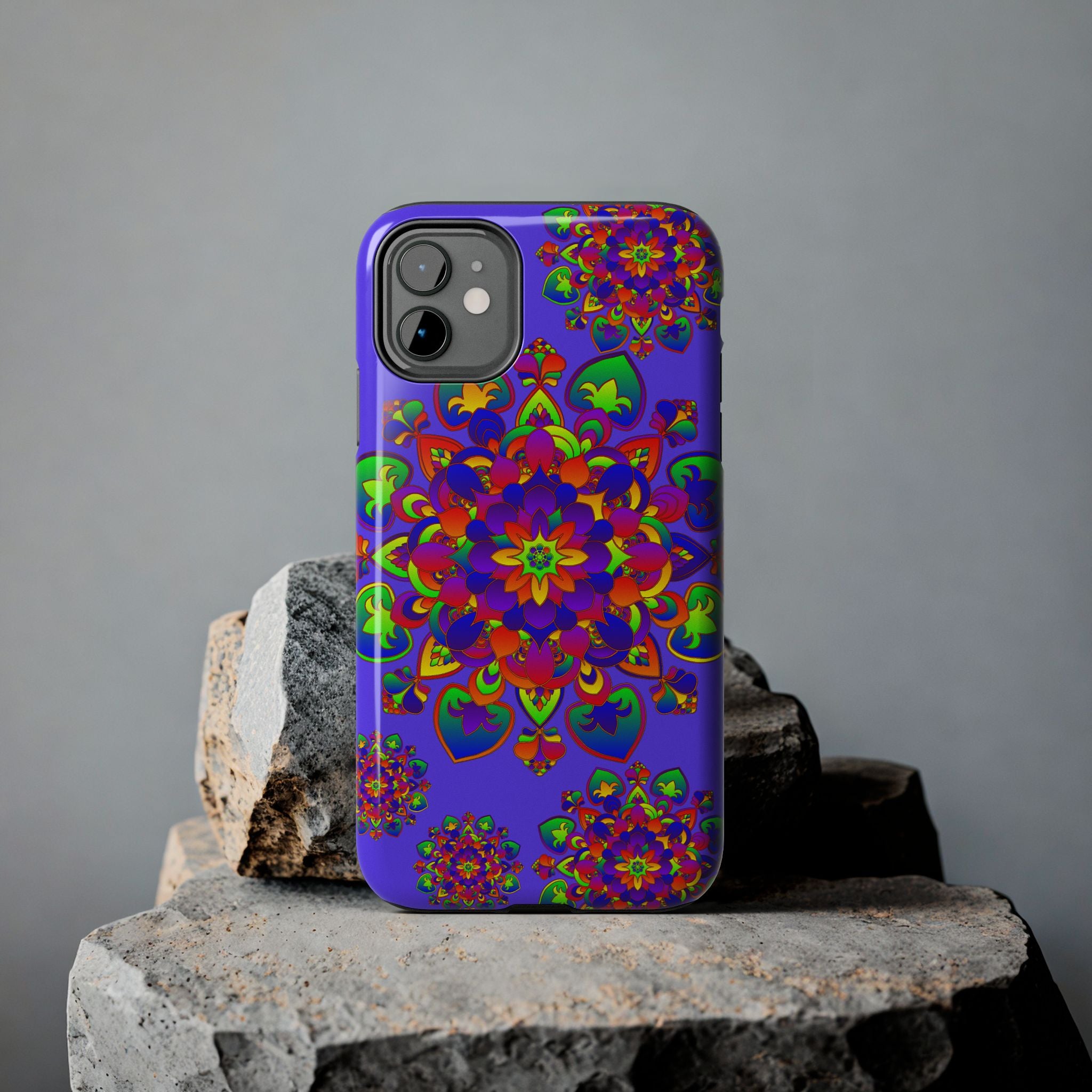 Colorful hand drawn mandala rainbow design phone case for all phone models