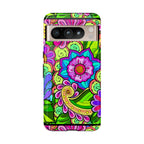 Floral Fantasy iPhone and Google Pixel Case in Bright Green Palette