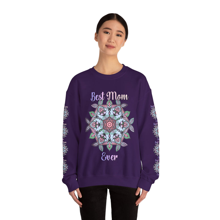 Mandala Art Crewneck Sweatshirt Celebrating Moms in Soft Hues