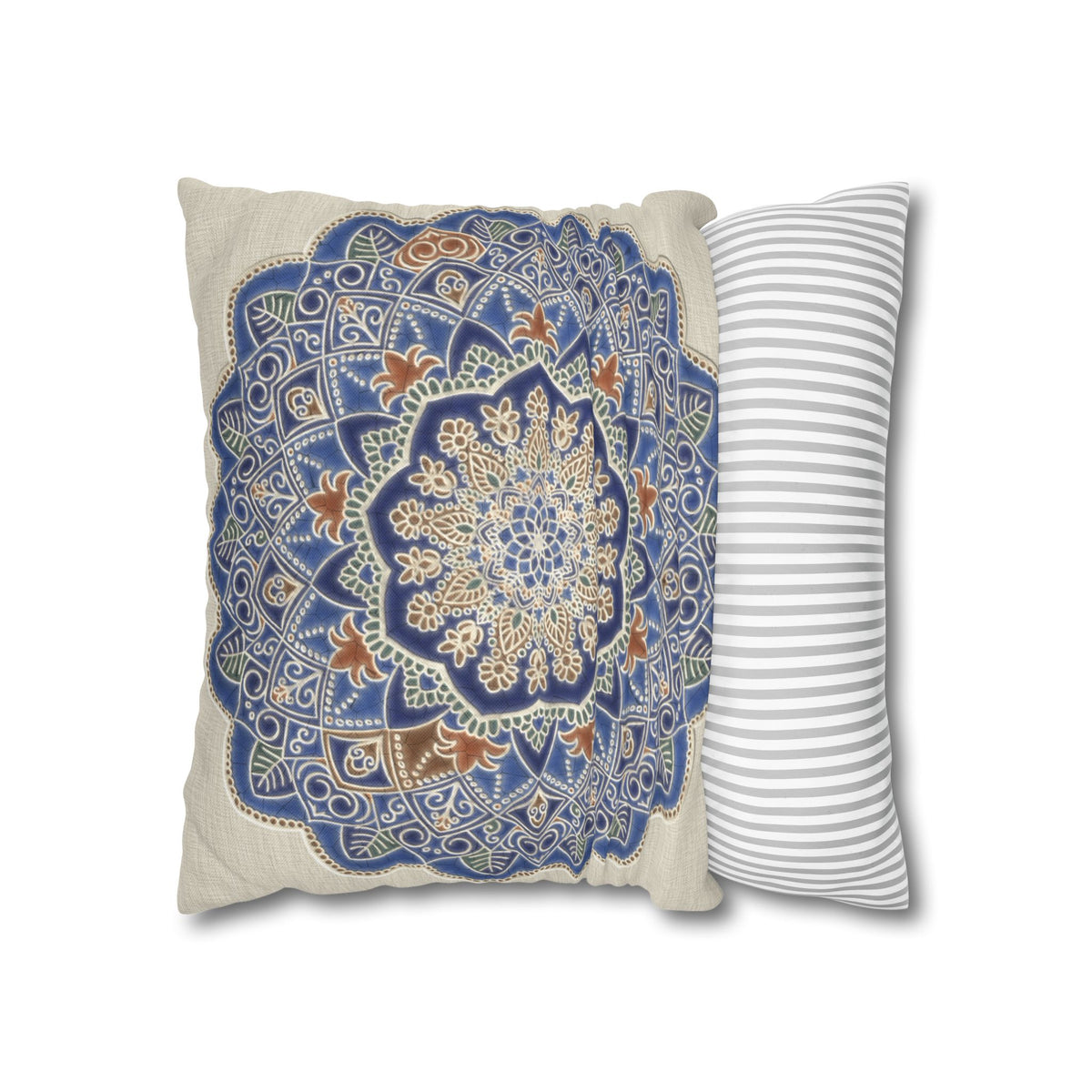 Federe quadrate Mandala blu
