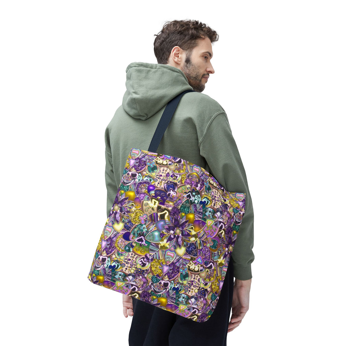 Colorful Purple Floral Pattern Tote Bag