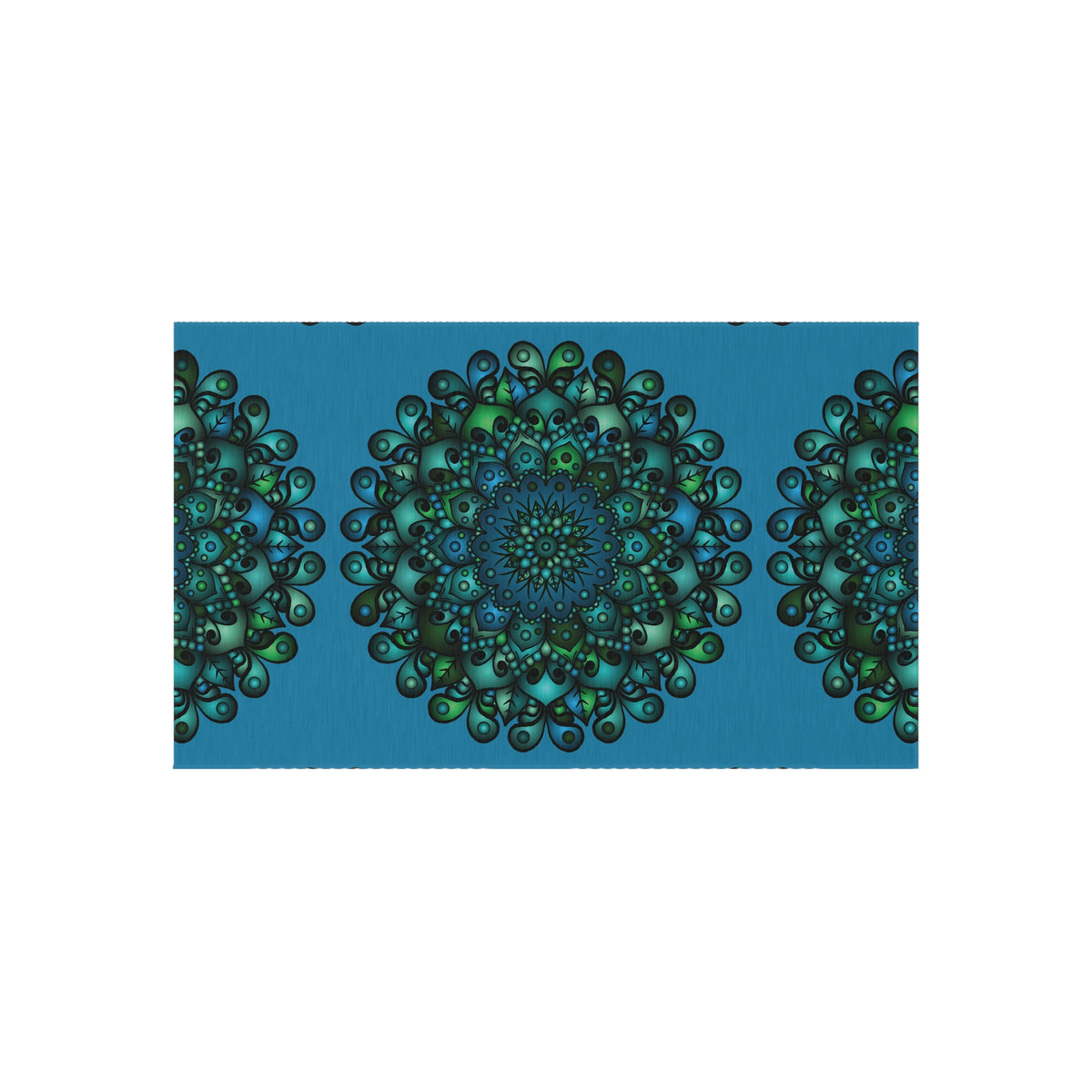 Blau-grüner Mandala-Outdoor-Teppich — Wetterfeste Terrassenmatte