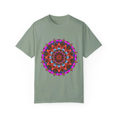 Unisex Mandala T-Shirt made of 100% Ring-Spun Cotton, hand-drawn Mandala art, and garment-dyed for extra comfort