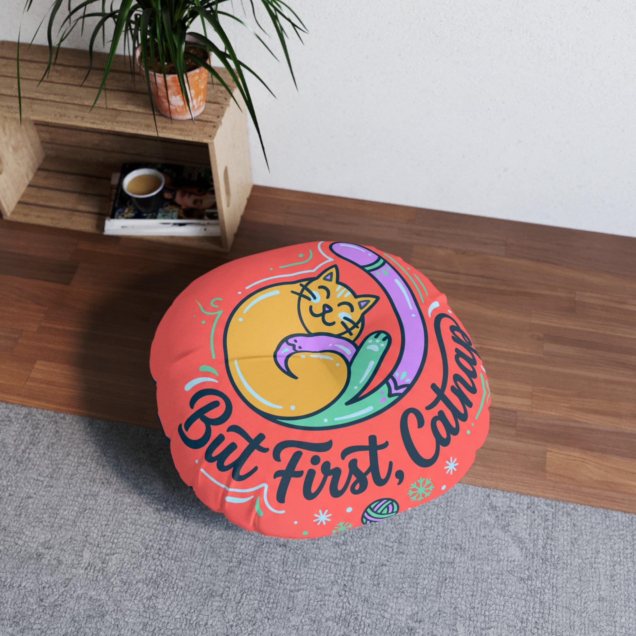Cozy Curl Cat Floor Pillow — But First, Catnap