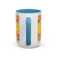 Beautiful Colorful Mandala Mug featuring vibrant and intricate art on a grey background, perfect for adding a pop of color to your morning routine