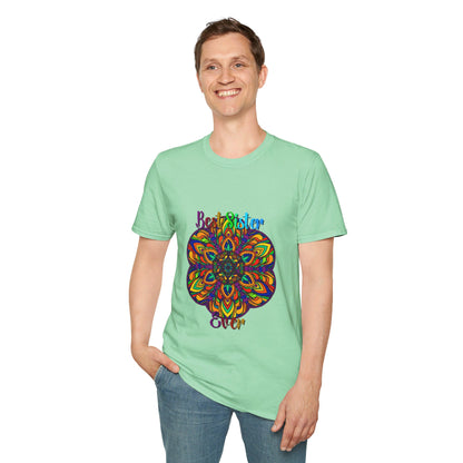 Unisex softstyle t-shirt featuring hand-drawn mandala art design, perfect as a gift for your sister