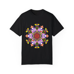 Unisex Mandala T-Shirt made from 100% Ring-Spun Cotton and hand-drawn Mandala art design, garment-dyed for extra comfort