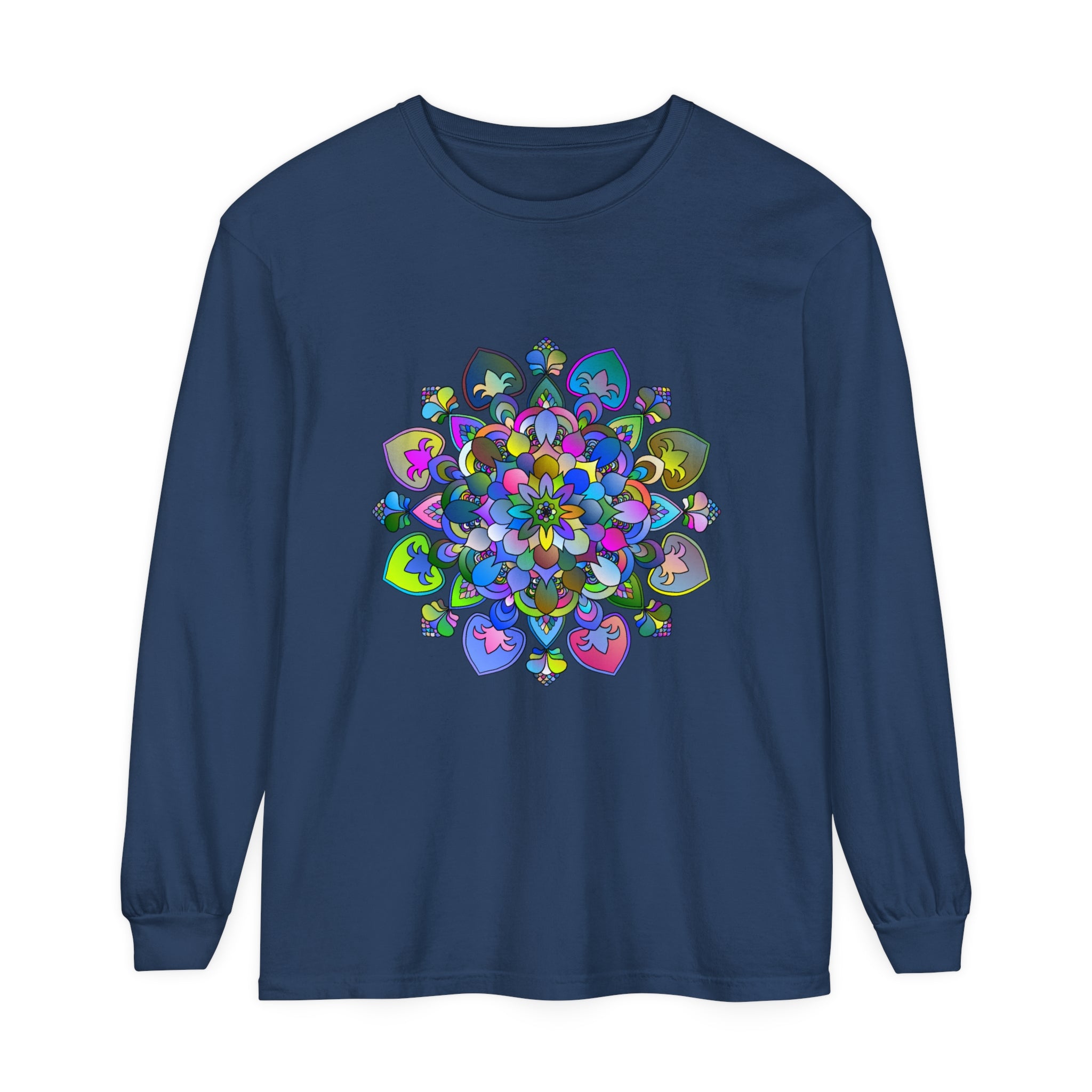 Colorful and intricate mandala design long sleeve t-shirt for women