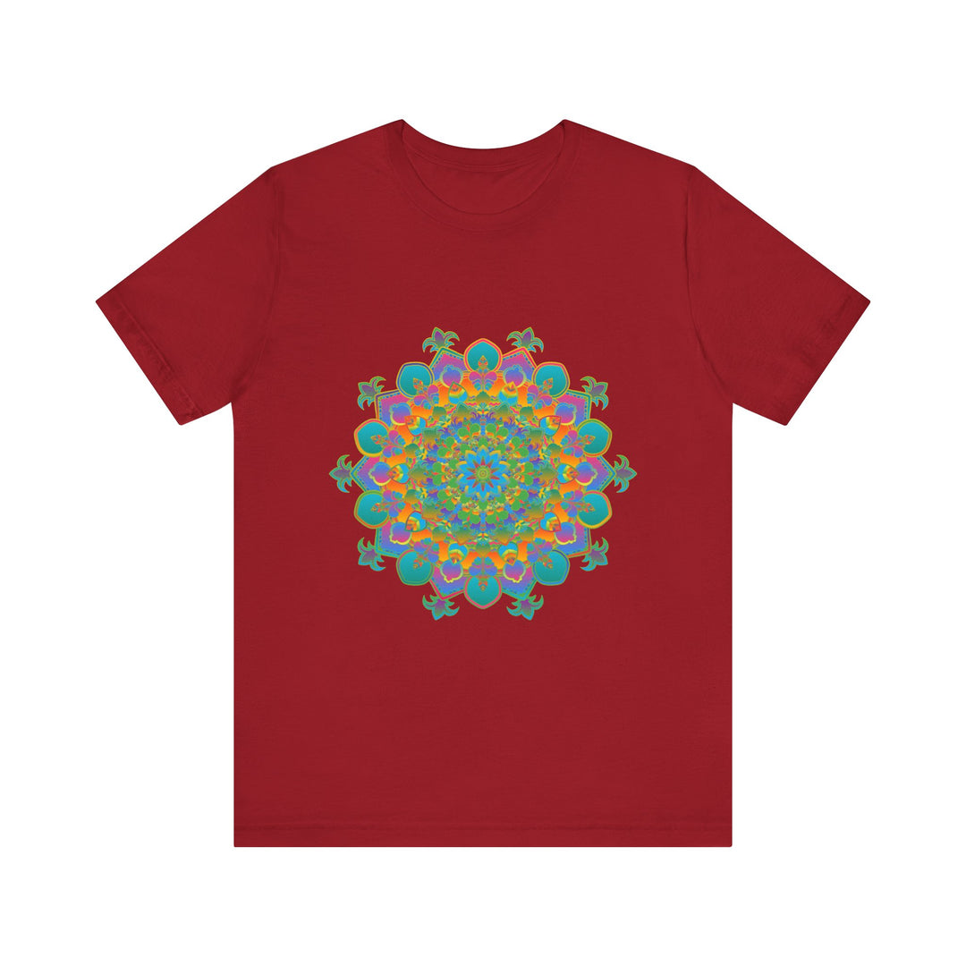 Vibrant Mandala Tee featuring a colorful circular floral design on the front