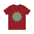 Vibrant Mandala Tee featuring a colorful circular floral design on the front