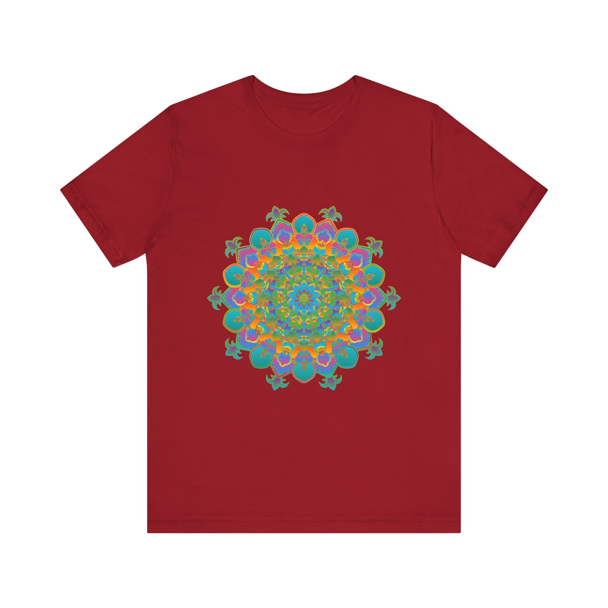 Vibrant Mandala Tee featuring a colorful circular floral design on the front