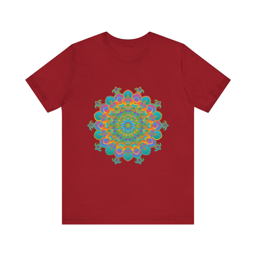 Vibrant Mandala Tee featuring a colorful circular floral design on the front