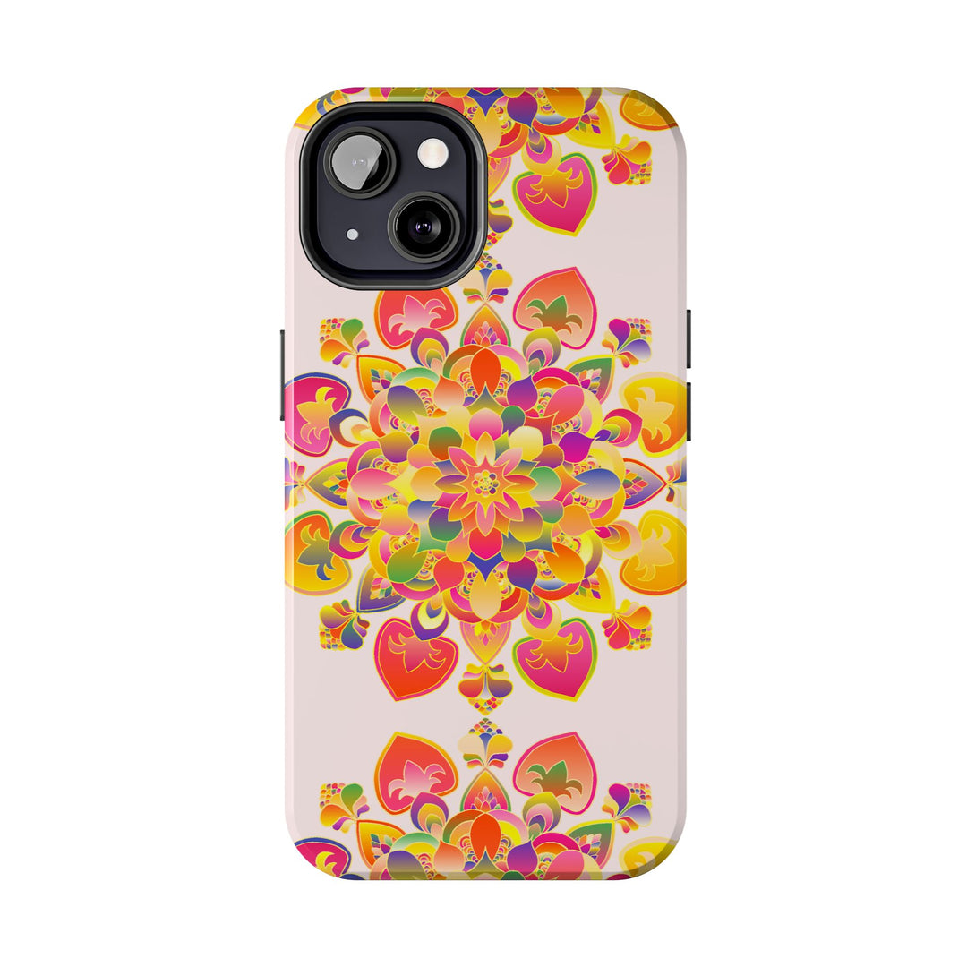 Colorful hand drawn mandala art phone case with intricate designs