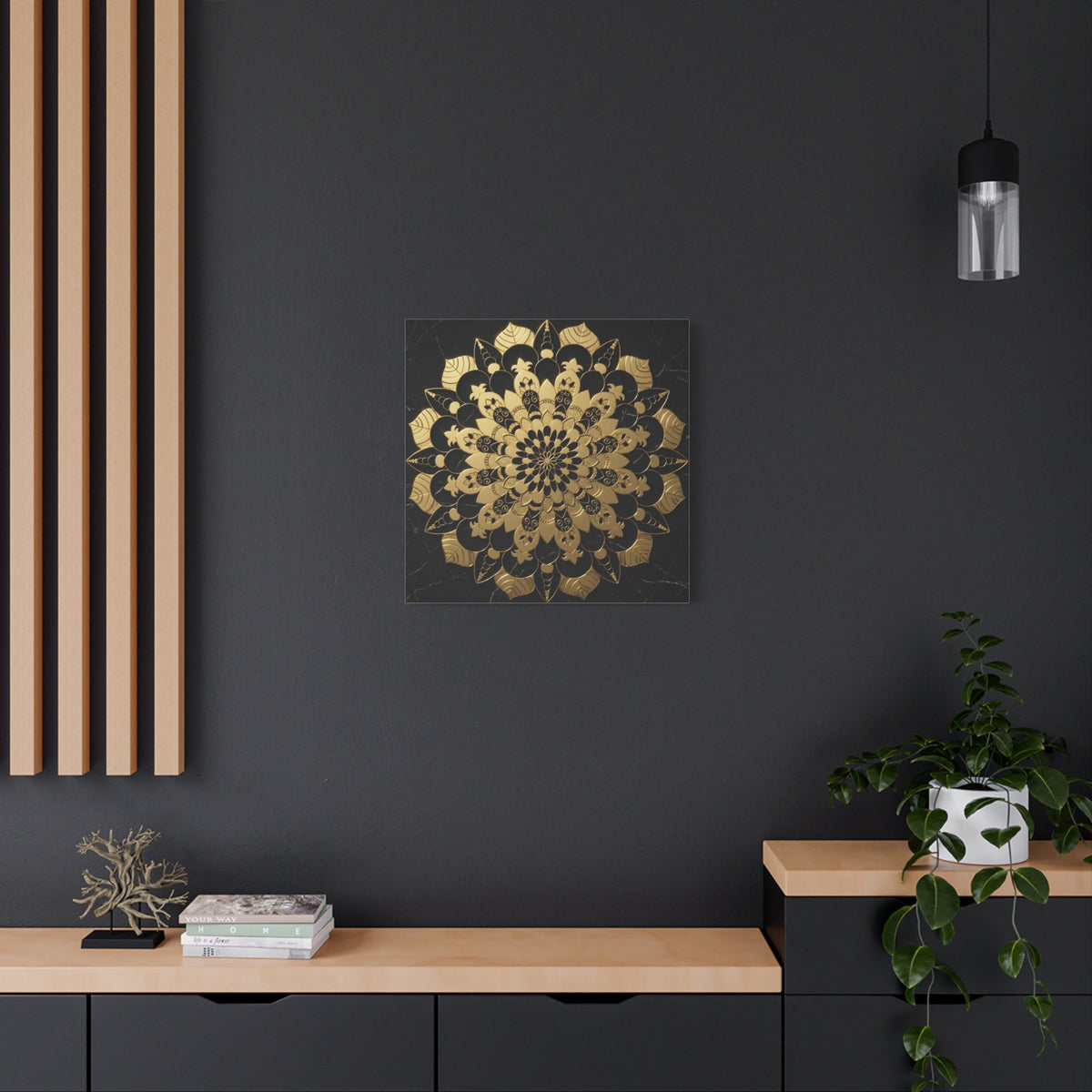 Infinite Bloom – Verziertes goldenes Mandala auf Leinwand