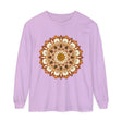 Intricate Mandala Unisex Long Sleeve T-Shirt featuring detailed, symmetrical design in vibrant colors