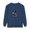 Beautiful hand-painted watercolor image of a black and white cat on a long sleeve t-shirt