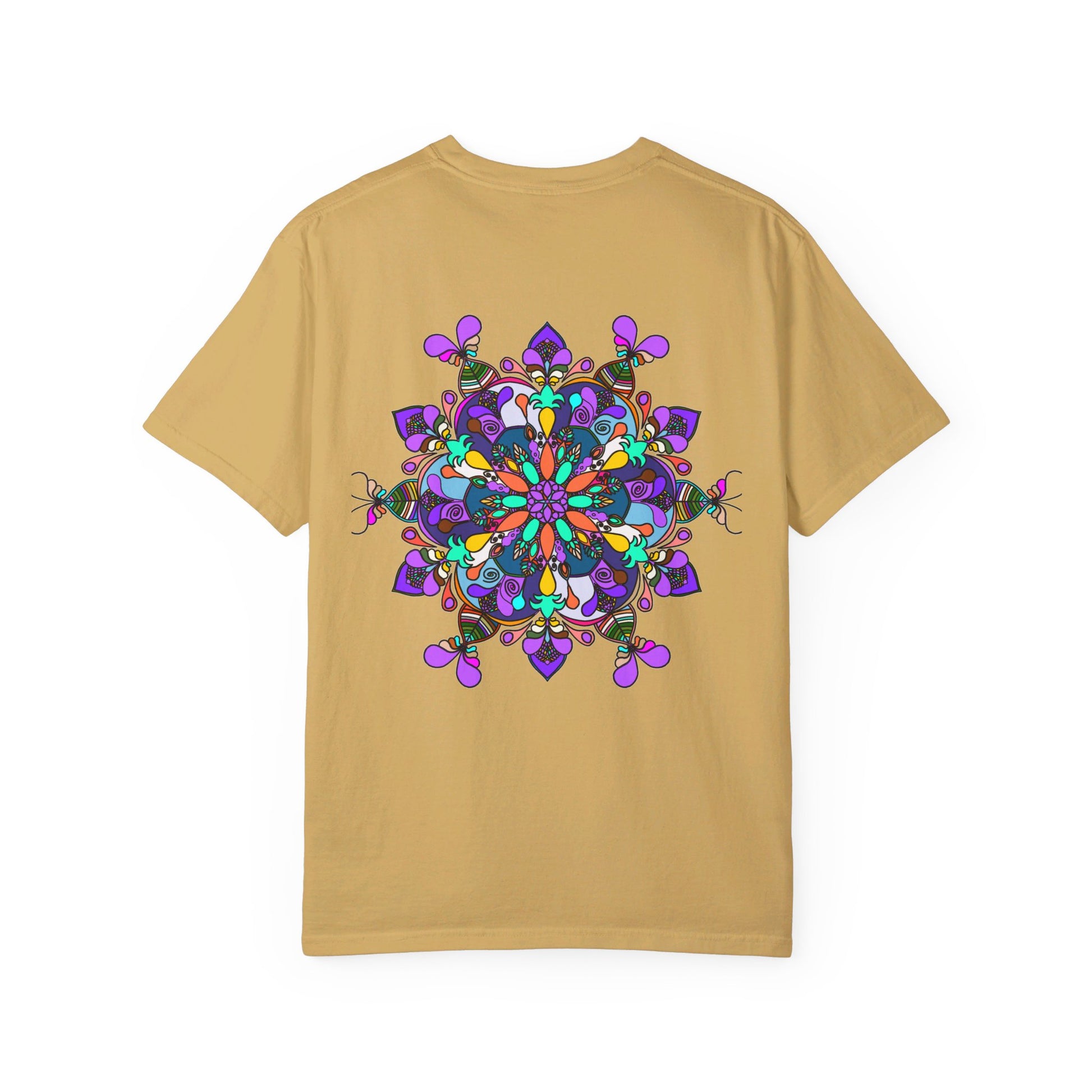 Unisex Mandala T-Shirt featuring Hand-Drawn Mandala Art, made with 100% Ring-Spun Cotton and Garment-Dyed for Extra Comfort