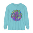 Colorful and intricate mandala design on a comfortable long sleeve t-shirt