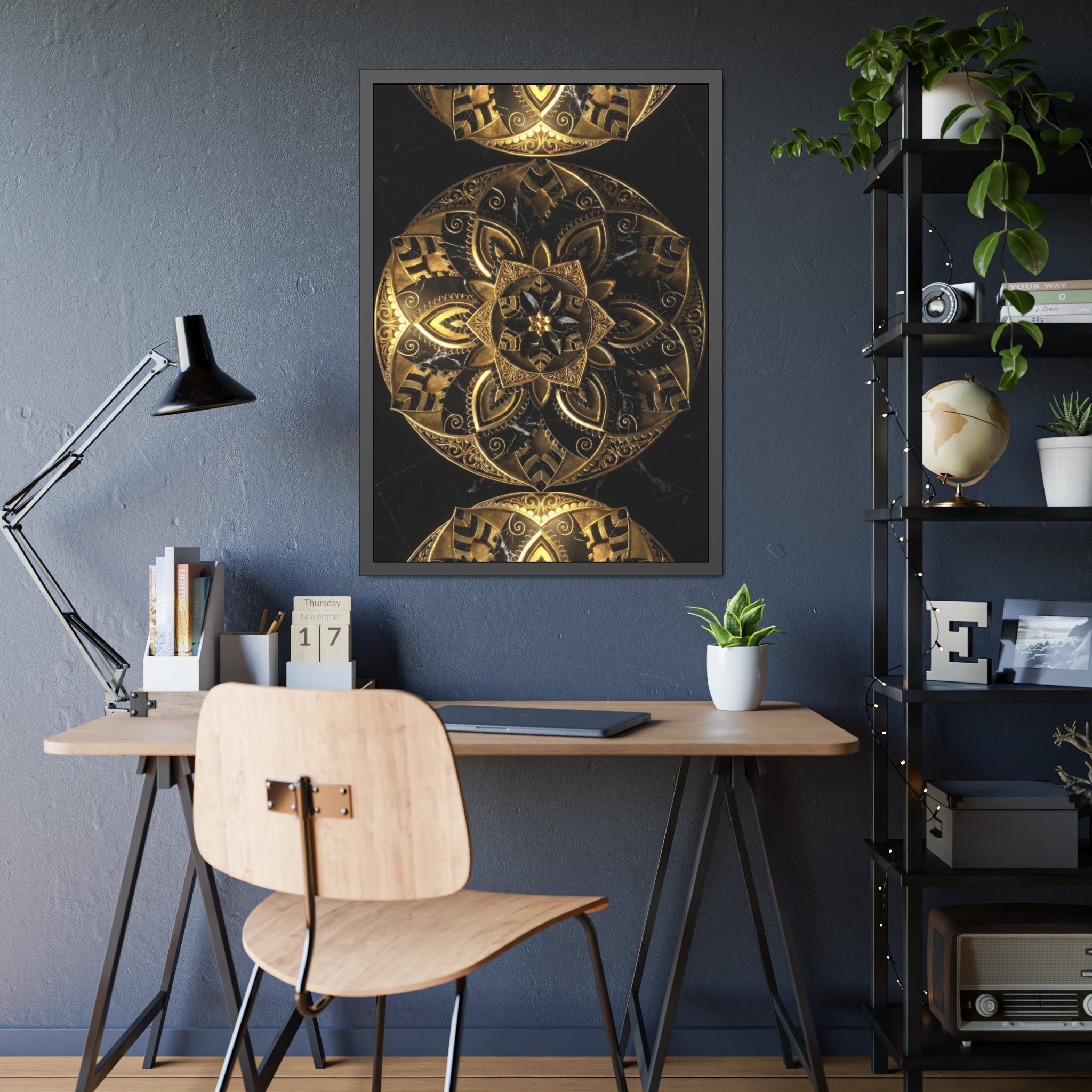 Golden Void Signature – Kunstdruck mit Zierrahmen