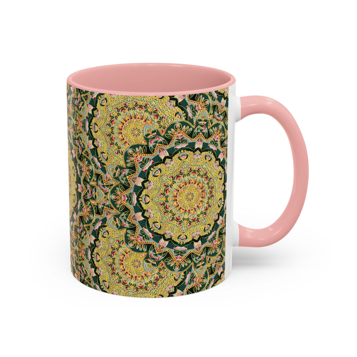 Mandala Floral Coffee Mug – Bohemian Botanical Ceramic Cup