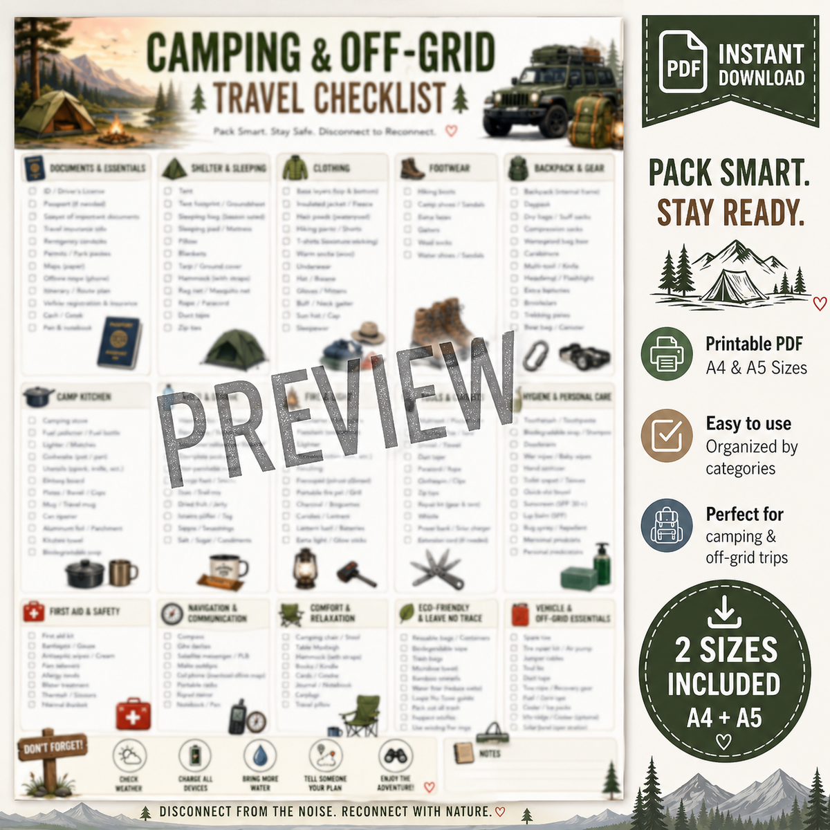 Travel Checklist | Camping & Off Grid
