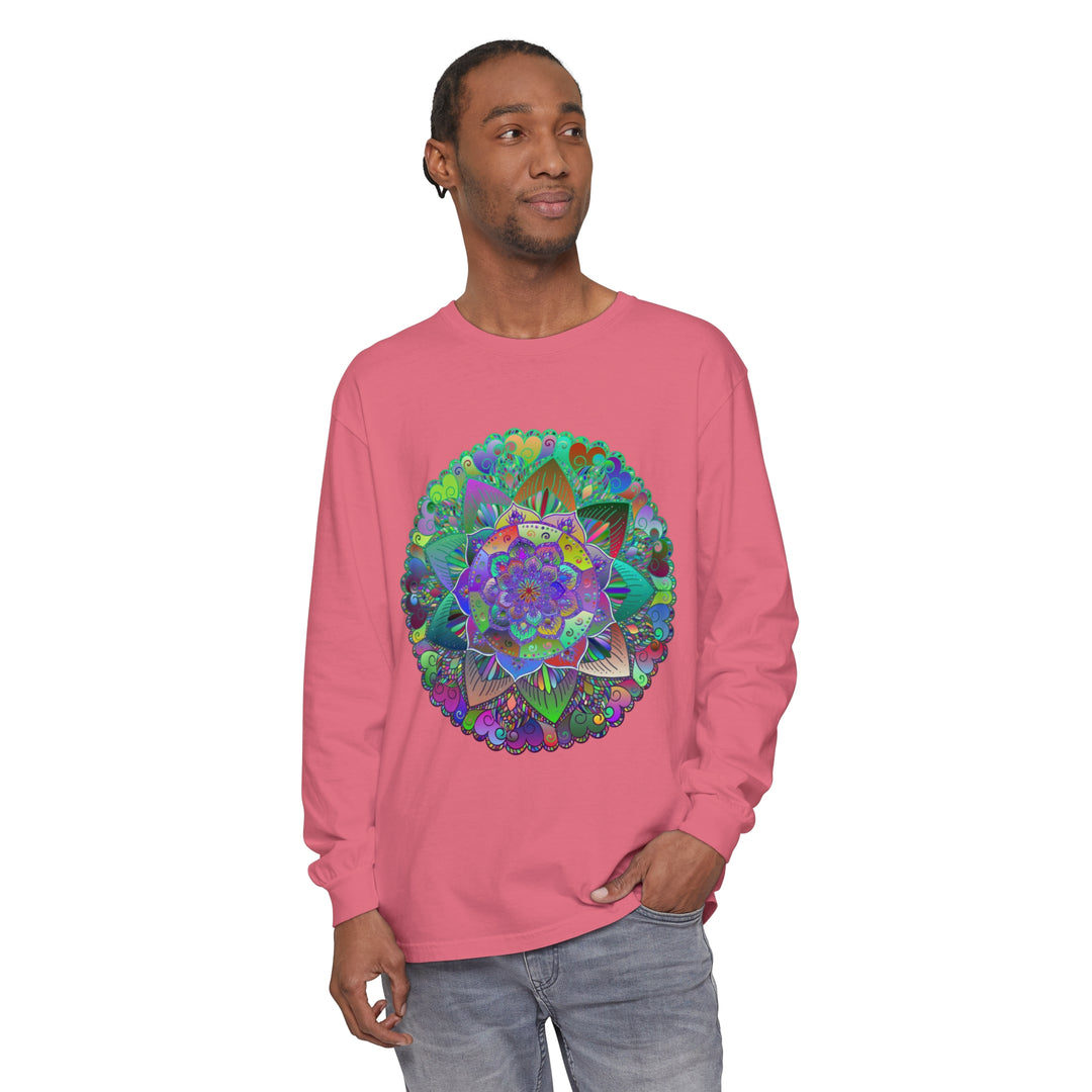 Colorful and intricate mandala design long sleeve t-shirt for men and women