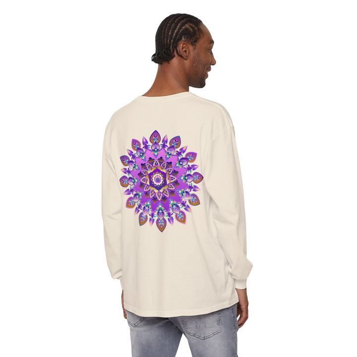 Beautiful purple and gold mandala design long sleeve t-shirt