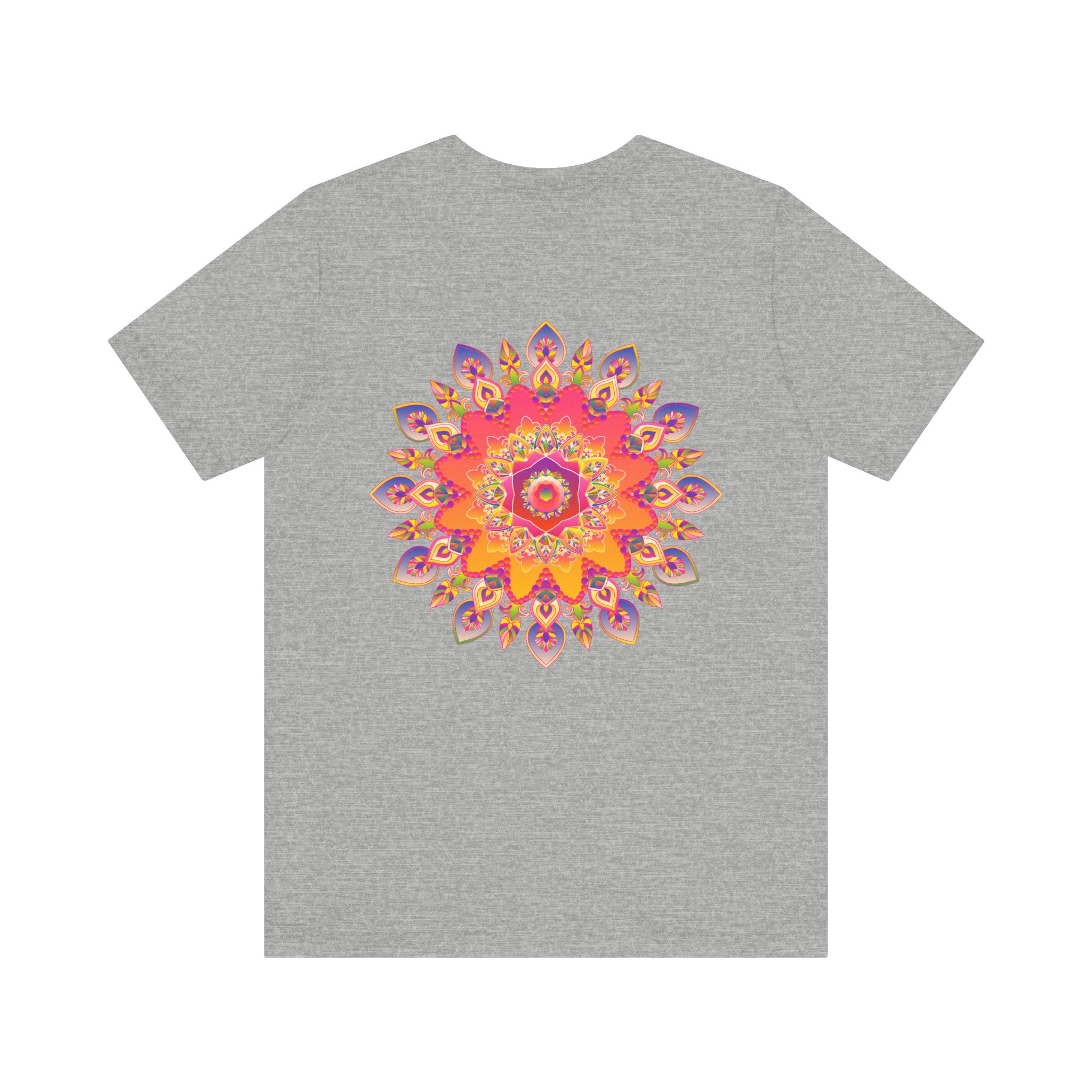 Vibrant Mandala Tee featuring intricate design evoking spiritual peace and harmony in striking colors, perfect for expressing your inner serenity and tranquility