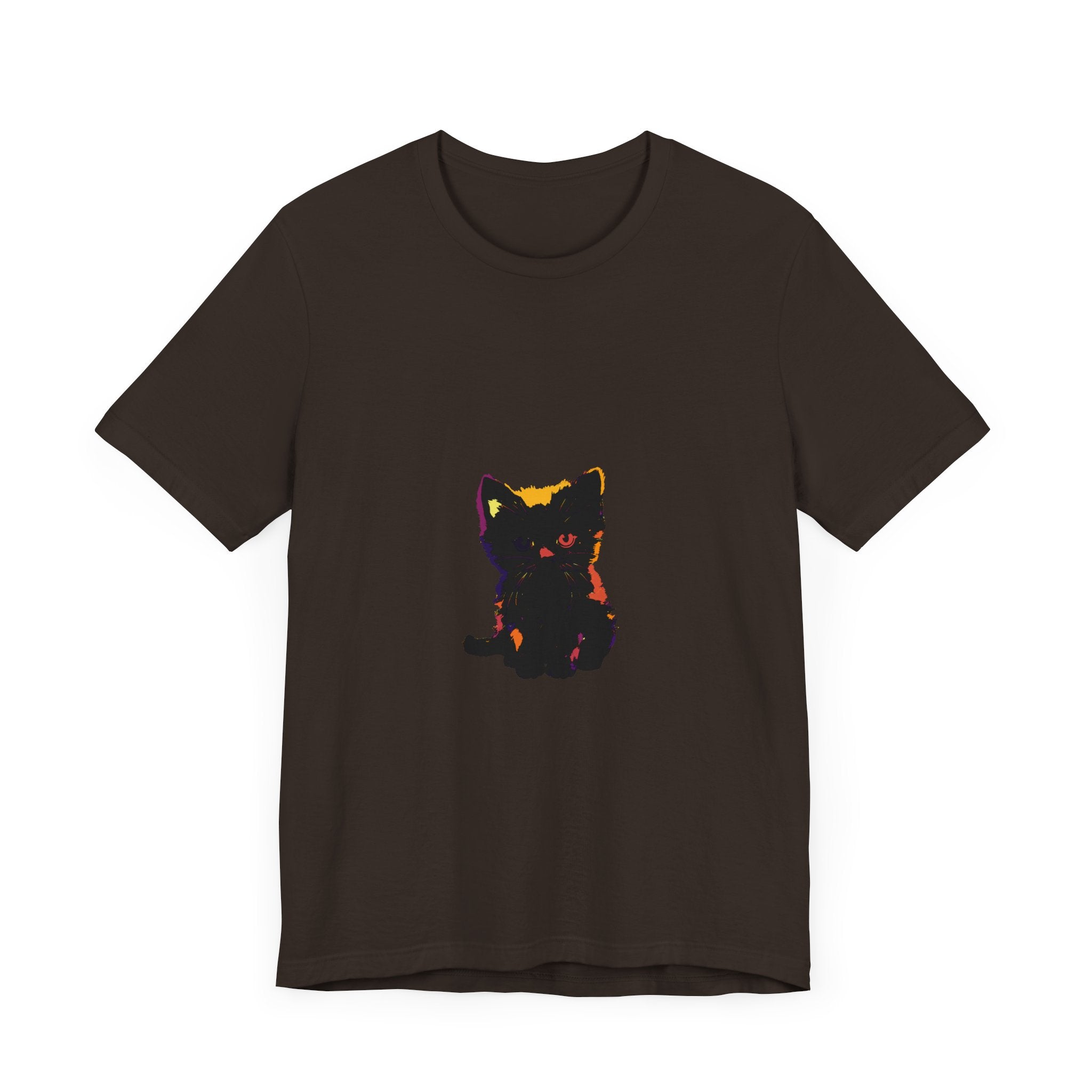 Black Cat Mystery - One Blue Eye T-Shirt featuring a mysterious black cat with piercing blue eyes on a black t-shirt