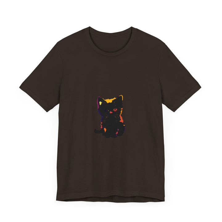 Black Cat Mystery - One Blue Eye T-Shirt featuring a mysterious black cat with piercing blue eyes on a black t-shirt