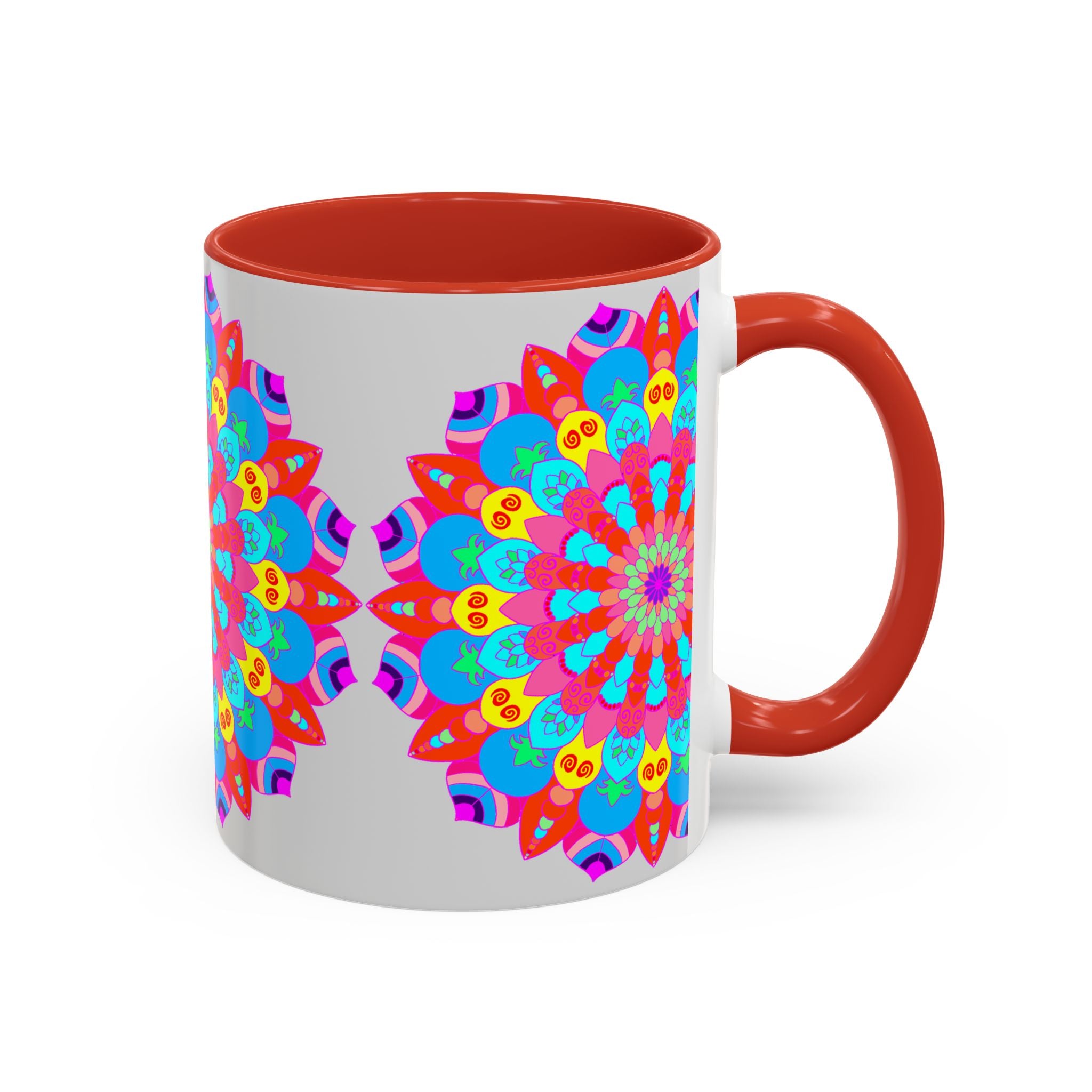 Unique and colorful mandala mug evoking feelings of tranquility and calm