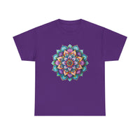 Mandala Art Yoga Mindfulness Tee - Unisex Cotton tee shirt with colorful mandala design and peaceful yoga theme for men and women