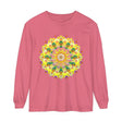 Colorful and intricate mandala design on a unisex long sleeve t-shirt