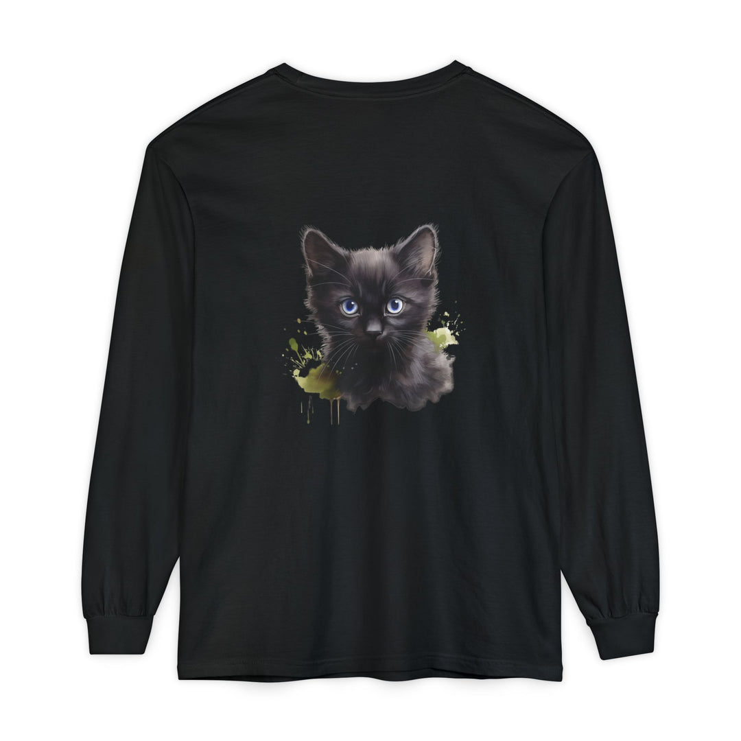 Mystische schwarze Katze – Langarm-T-Shirt