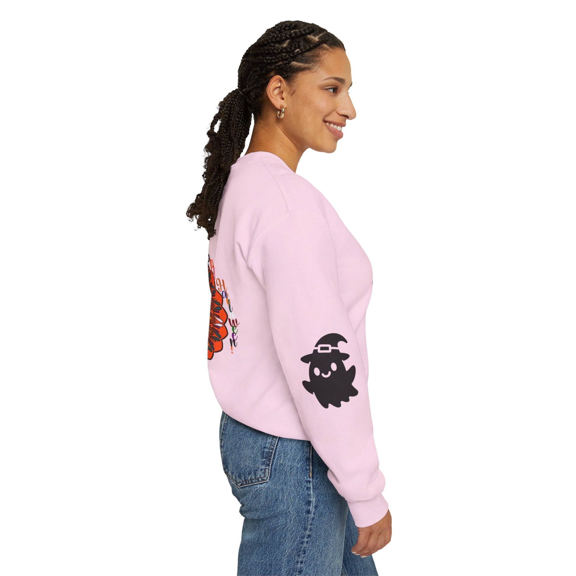 Unisex Heavy Blend™ crewneck sweatshirt with cute ghost Halloween design