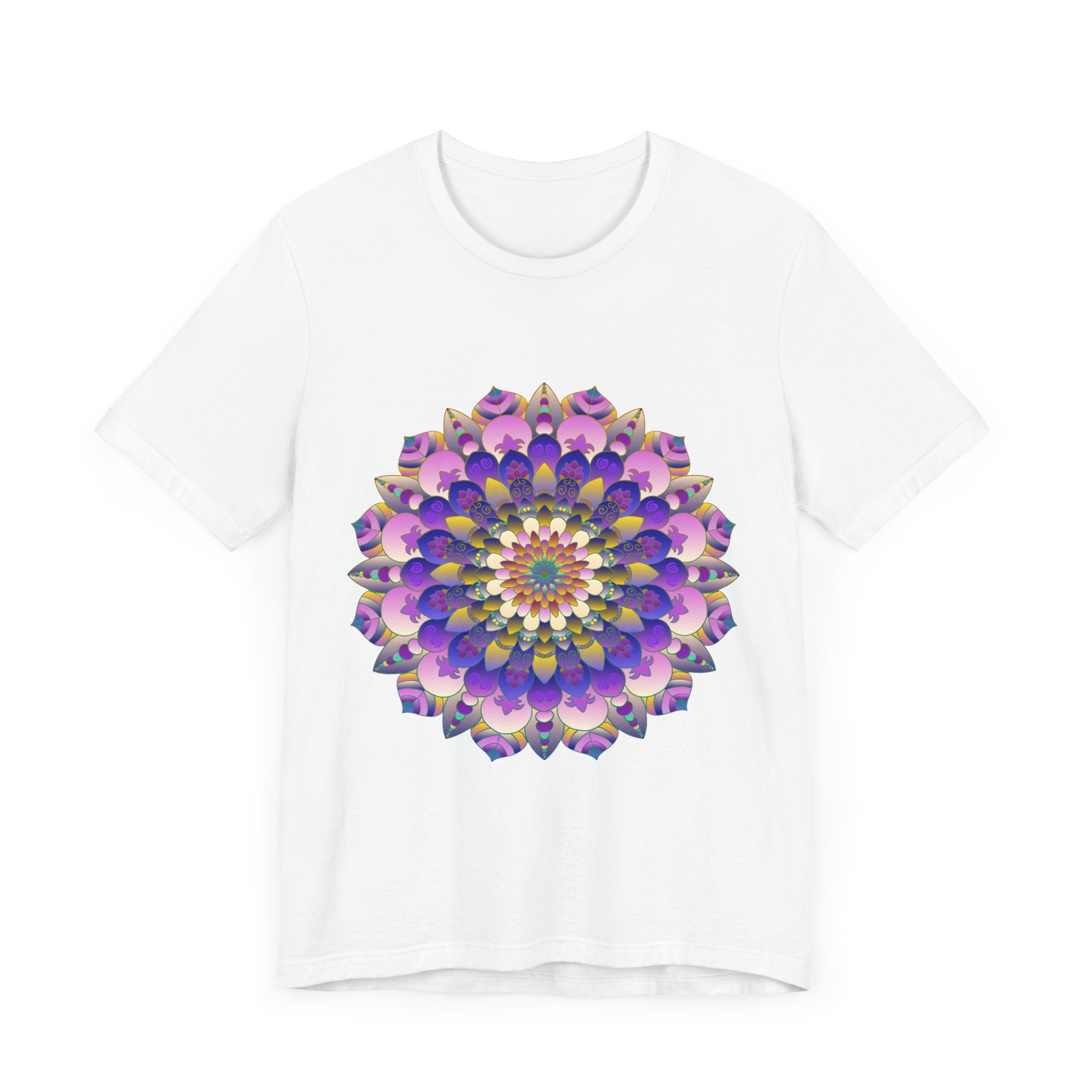 Colorful mandala flower t-shirt featuring intricate spiritual art design for vibrant and trendy fashion statement