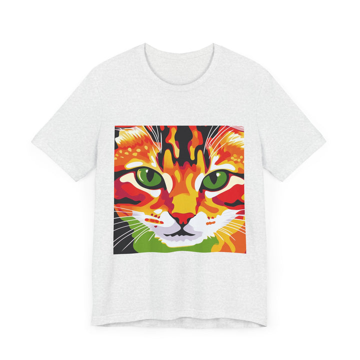 Savanna cat abstract art t-shirt featuring a colorful and unique design