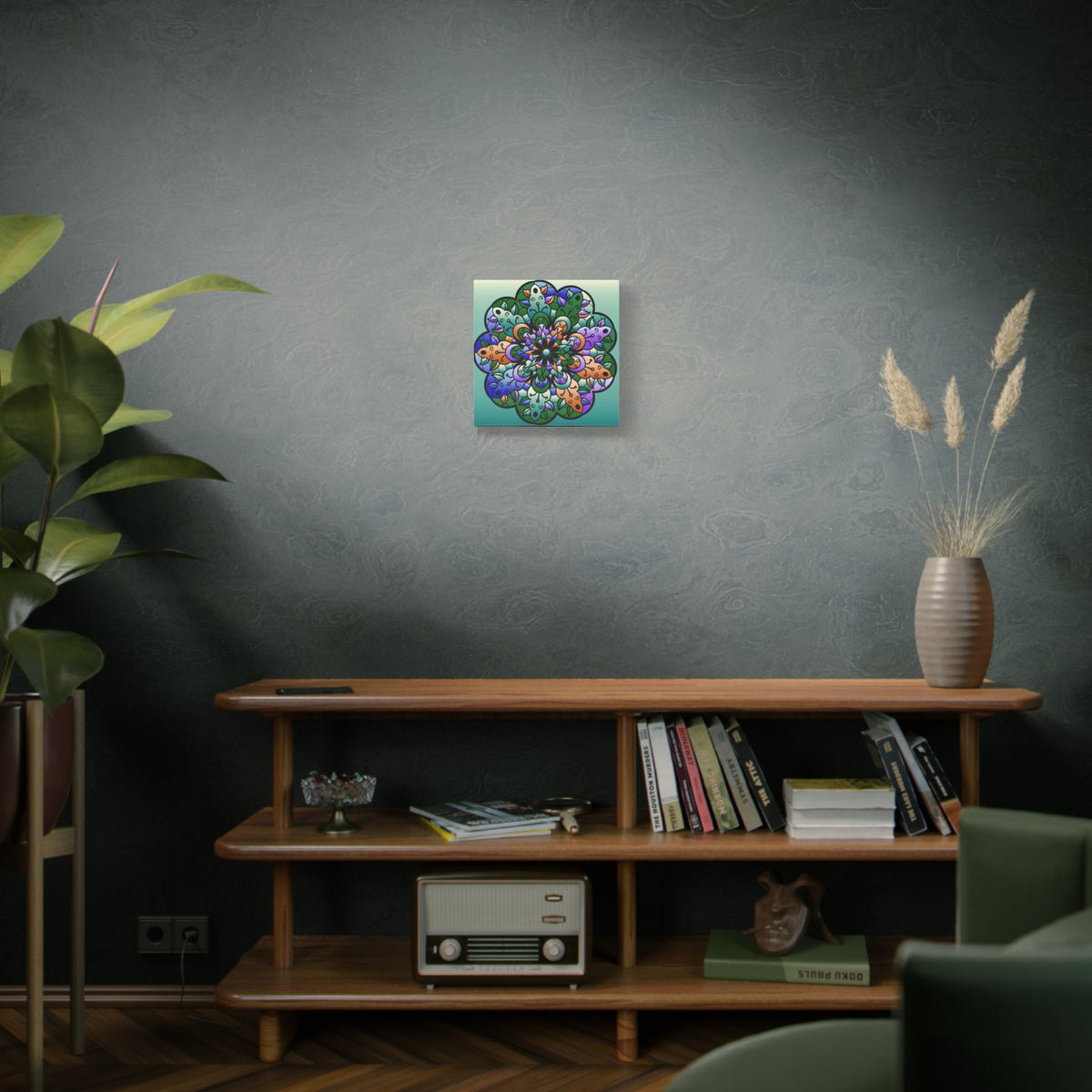 Floral Mandala Matte Canvas Print — Colorful Stretched Wall Art