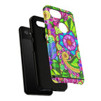 Floral Fantasy iPhone and Google Pixel Case in Bright Green Palette