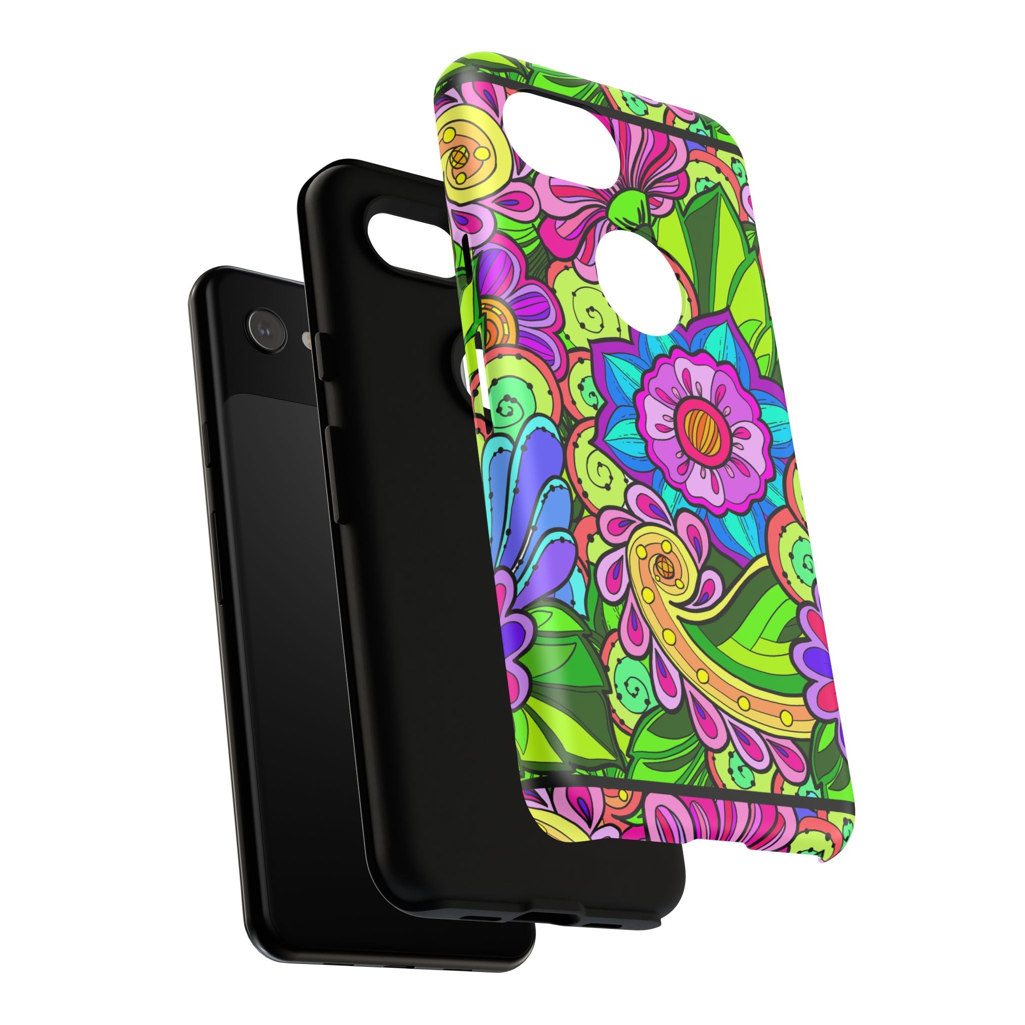 Floral Fantasy iPhone and Google Pixel Case in Bright Green Palette