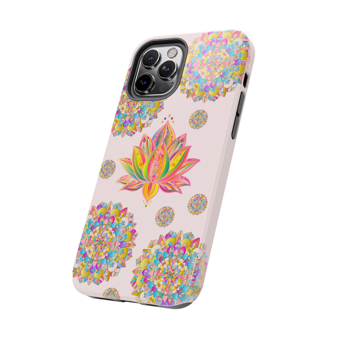 Beautiful light pink lotus flower mandala design phone case for protection and style