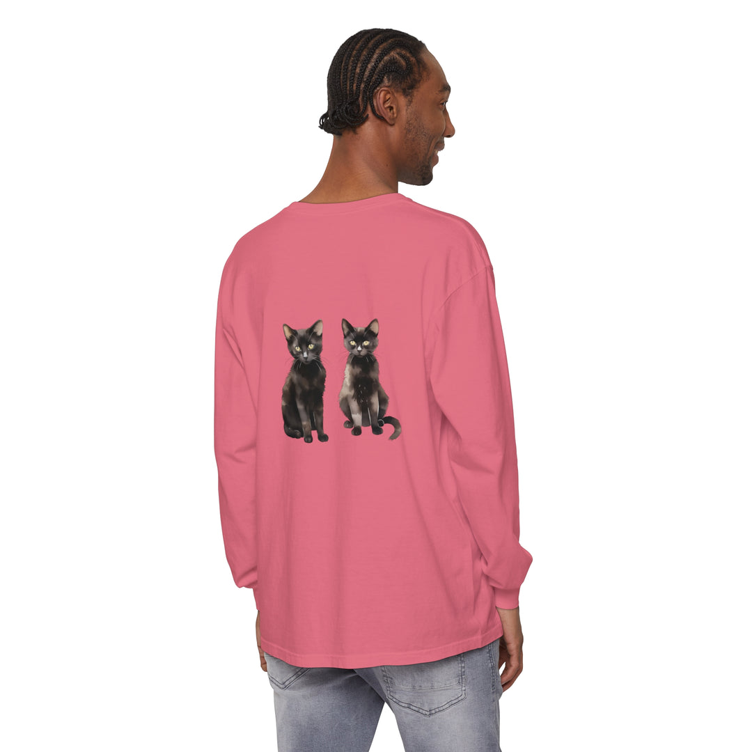 Black Cat Watercolor Art Long Sleeve T-Shirt featuring a stunning watercolor painting of a black cat