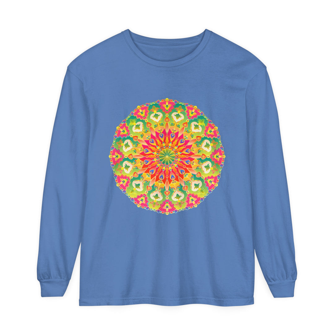 Intricate Mandala Long Sleeve T-Shirt featuring vibrant and colorful art design