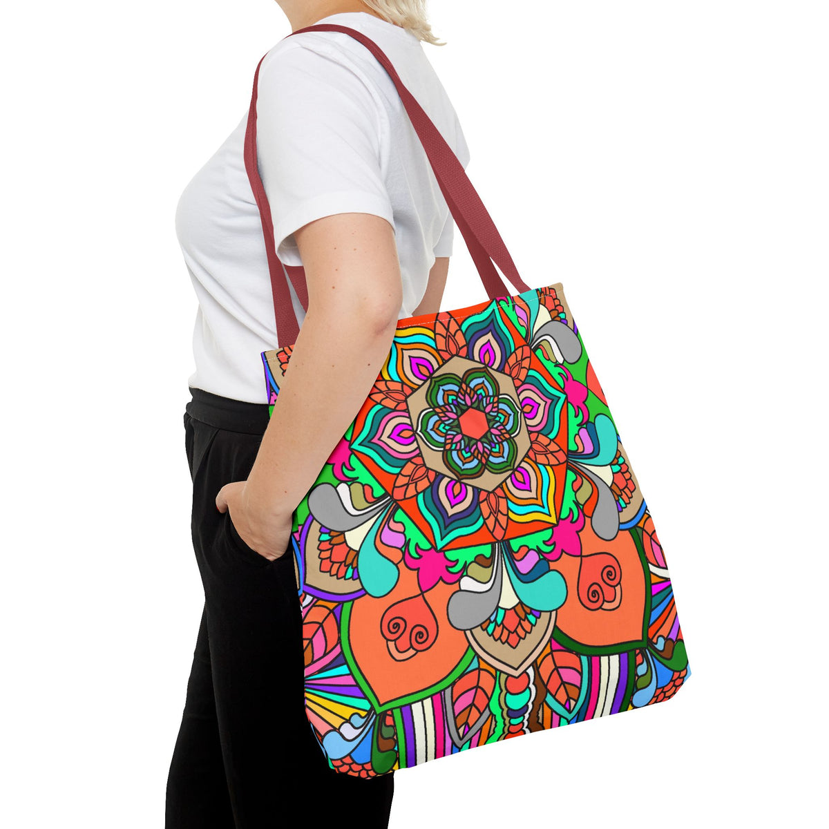 Colorful Mandala Tote Bag — Vibrant Boho All-Over Print Beach & Market Tote
